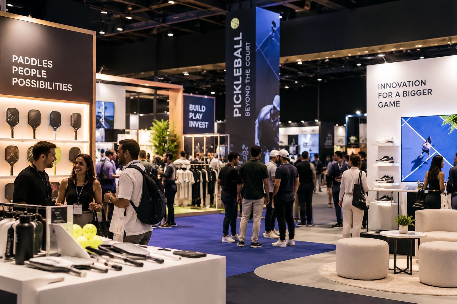 Exhibition hall at a sports business expo