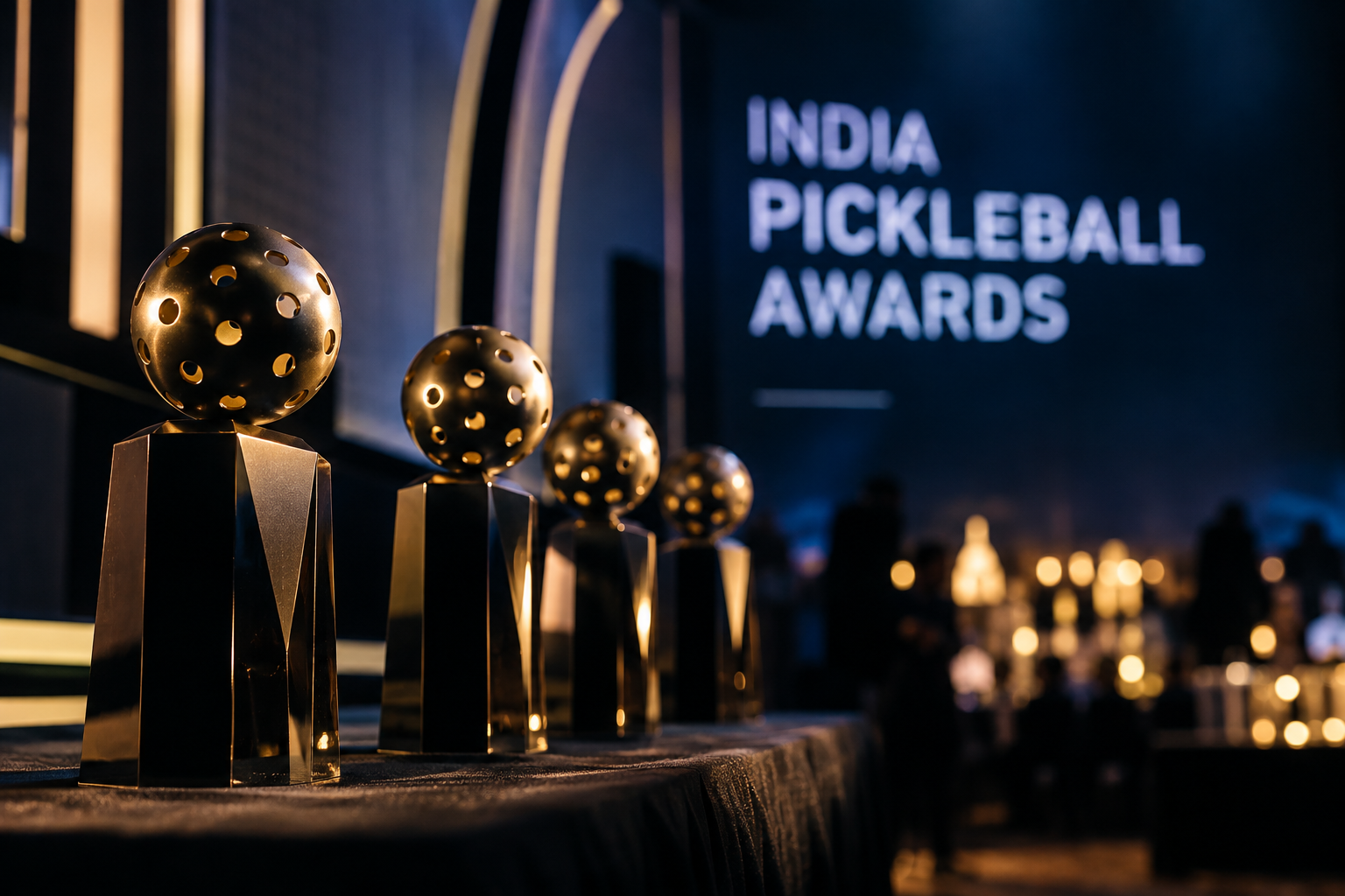 Trophy on stage at an awards ceremony